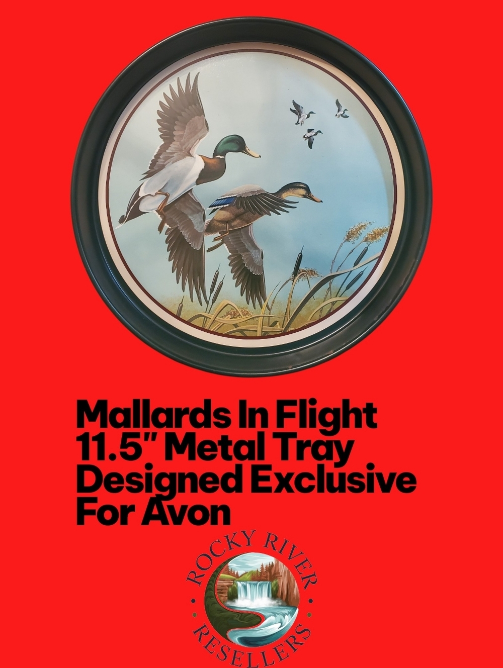 Mallards in Flight Metal Serving Tray | Chesapeake Collection | Avon | Vintage